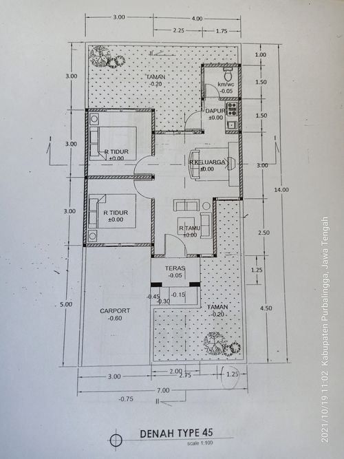 foto denah rumah tipe 45/98 perumahan grand taman mutiara