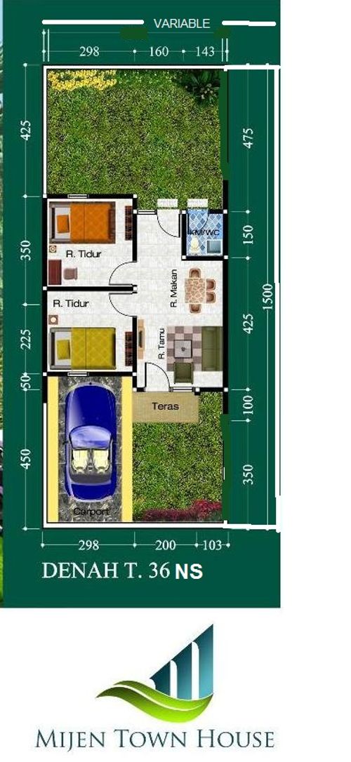 foto denah rumah tipe 36NS perumahan GKR Cluster MIJEN TOWN HOUSE