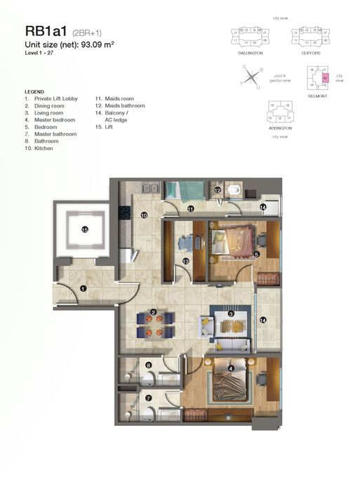 foto denah rumah tipe RB1a1 perumahan The Kensington Royal Suites