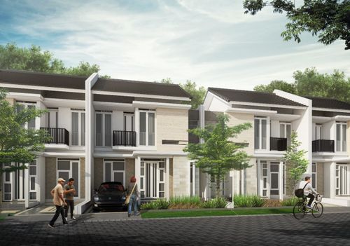foto tampak rumah tipe 88/104 perumahan GRAND AZALEA TOWN HOUSE