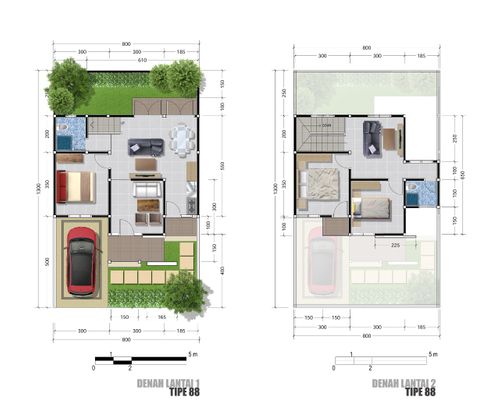 foto denah rumah tipe 88/104 perumahan GRAND AZALEA TOWN HOUSE