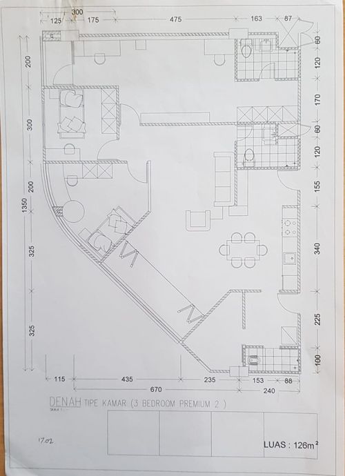 foto denah rumah tipe 3 BED ROOM - B perumahan Dago Suites Apartment 2