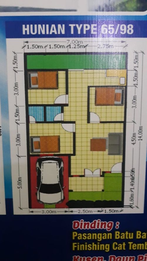 foto denah rumah tipe 65 perumahan SEGAR ASRI IV