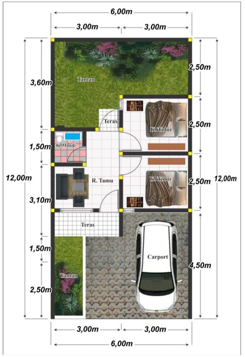 foto denah rumah tipe 30/72 perumahan Asa Dreamland