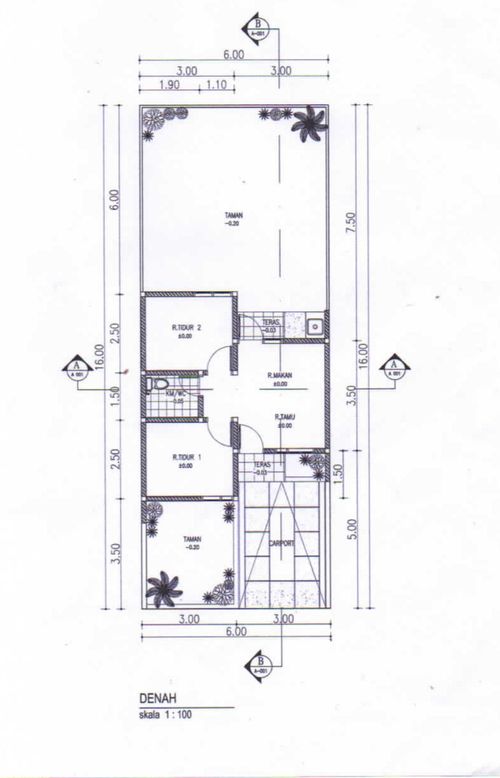 foto denah rumah tipe 30 B3-23 perumahan VILLA CASABLANCA