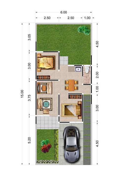 foto denah rumah tipe 36 perumahan Green View Sidodadi