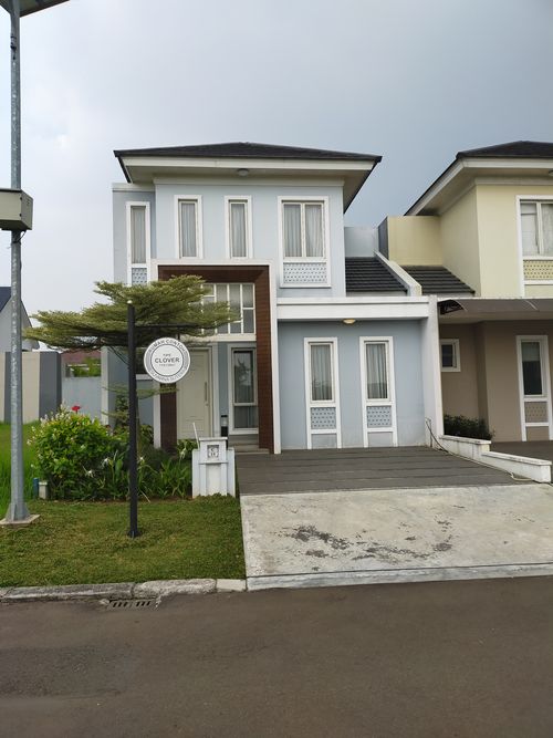 foto tampak rumah tipe CLOVER perumahan PONDOK DAMAR, SUVARNA PADI
