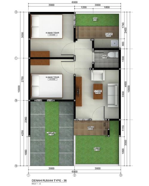 foto denah rumah tipe 36 perumahan Kemang Verde Residence