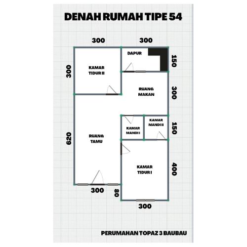 foto denah rumah tipe 54 perumahan Topaz Residence