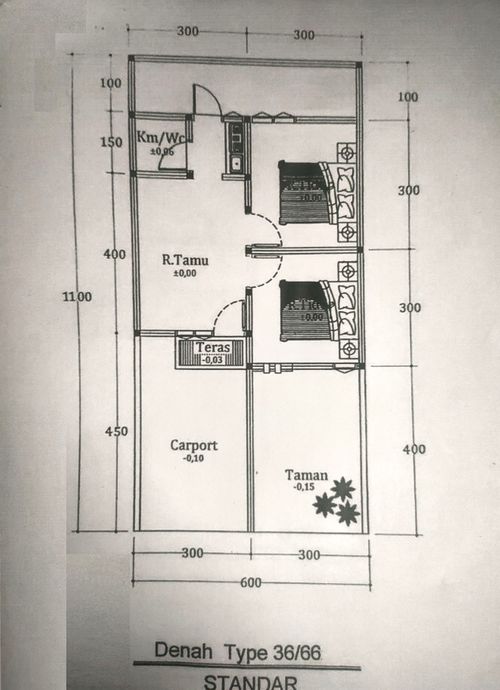 foto denah rumah tipe 36/66 perumahan PERUMAHAN DUTA KARANG RESIDENCE TAHAP 2