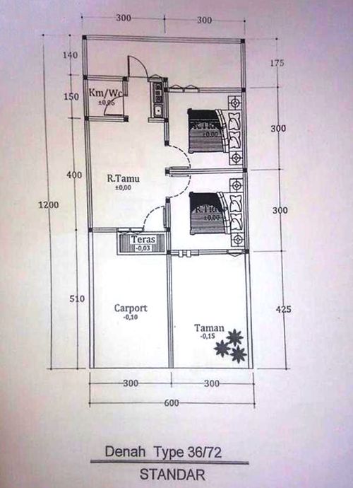 foto denah rumah tipe 36/72 perumahan PERUMAHAN DUTA KARANG RESIDENCE TAHAP 2