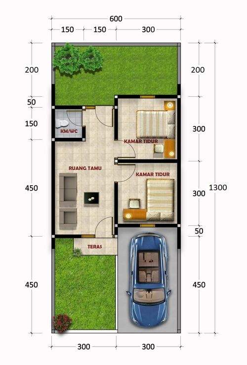 foto denah rumah tipe 32/72 perumahan Griya Andalan Pagumenganmas