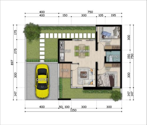 foto denah rumah tipe A perumahan HANIFFA RESIDENCE