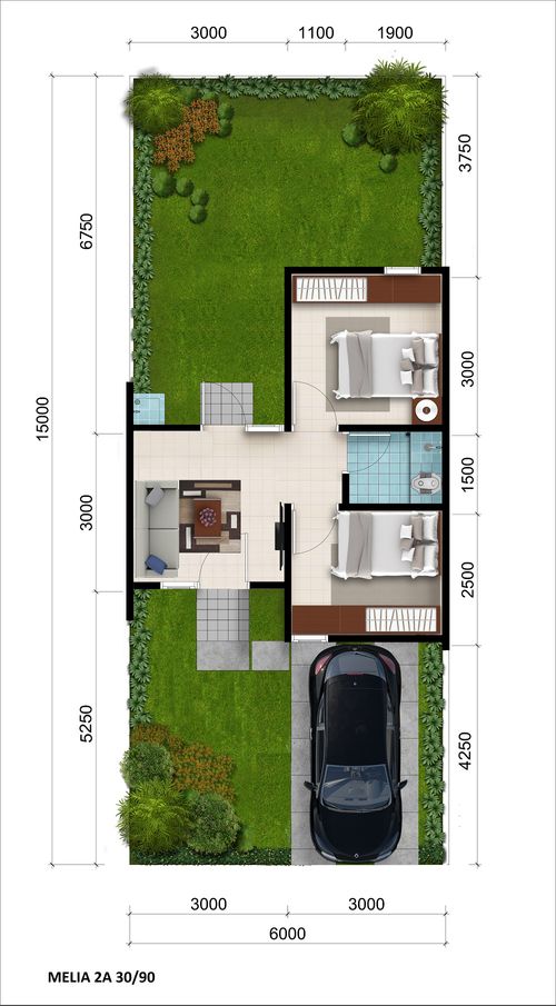 foto denah rumah tipe Melia 2A Blv Hoek (135) perumahan CitraIndah City