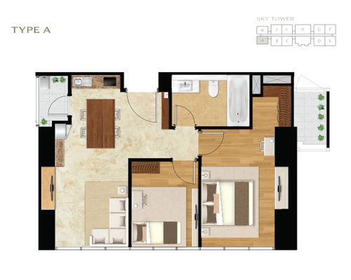 foto denah rumah tipe SKY2BR - A perumahan APARTEMEN SETIABUDI SKYGARDEN