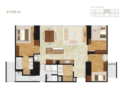 foto denah rumah tipe SKY 3BR - H perumahan APARTEMEN SETIABUDI SKYGARDEN