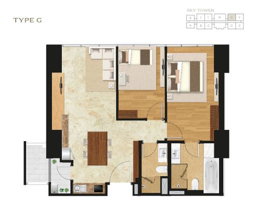 foto denah rumah tipe SKY 2BR - G perumahan APARTEMEN SETIABUDI SKYGARDEN