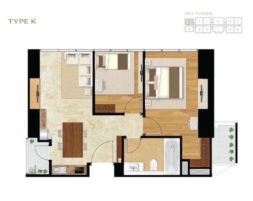 foto denah rumah tipe SKY 2BR - K perumahan APARTEMEN SETIABUDI SKYGARDEN