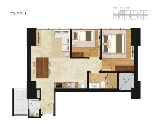 foto denah rumah tipe SKY 2BR - J perumahan APARTEMEN SETIABUDI SKYGARDEN