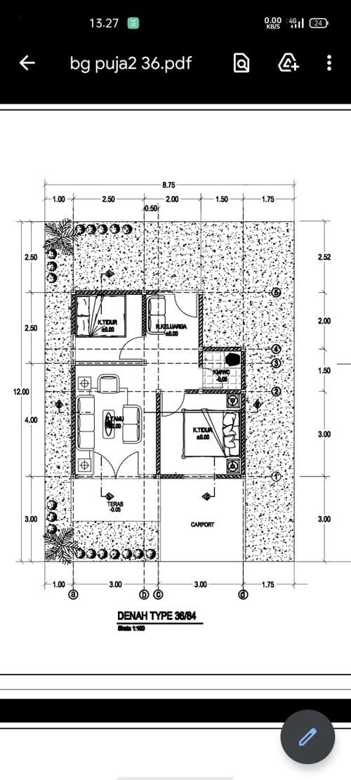 foto denah rumah tipe 36 perumahan Nurul Huda Residence I