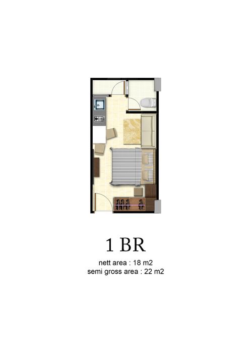 foto denah rumah tipe 1BR perumahan Apartemen Gunawangsa Manyar