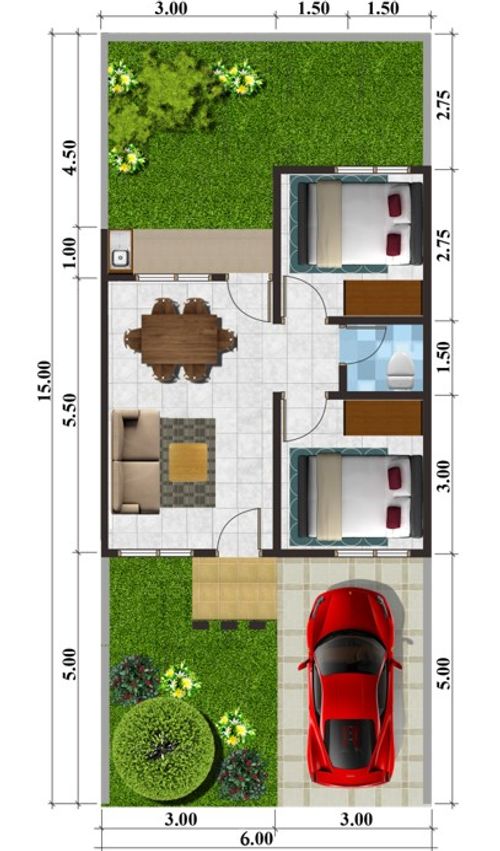 foto denah rumah tipe 40 perumahan Taman Dhika Cinere