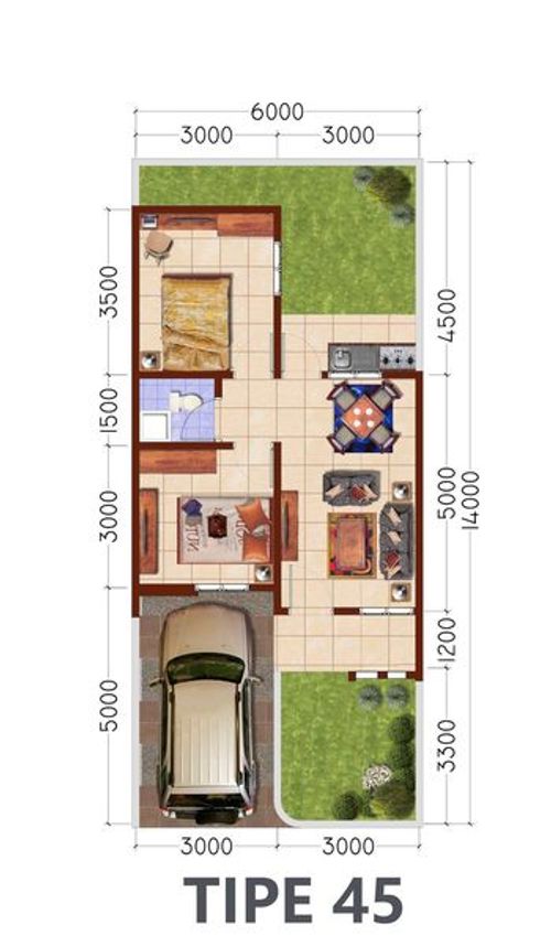foto denah rumah tipe 45/90 perumahan RAMAYANA RESIDENCE
