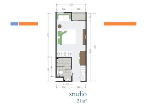 foto denah rumah tipe Studio perumahan Apartemen Tamansari Skylounge