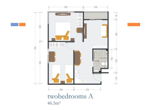 foto denah rumah tipe Two Bedroom A perumahan Apartemen Tamansari Skylounge