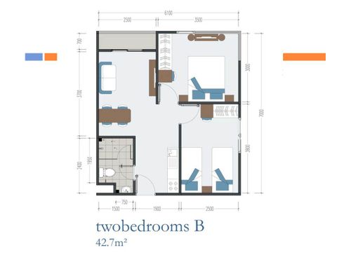 foto denah rumah tipe Two Bedroom B perumahan Apartemen Tamansari Skylounge