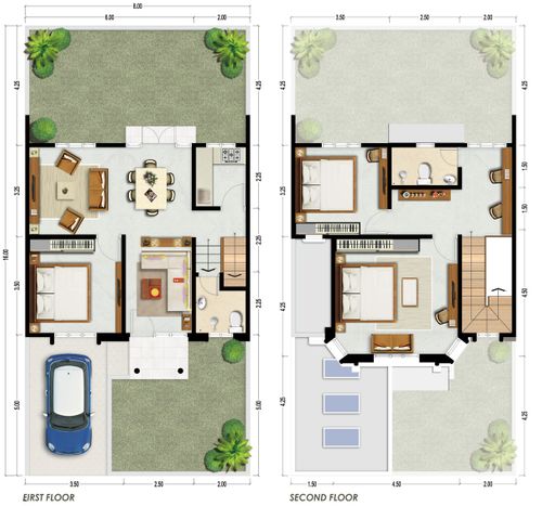 foto denah rumah tipe Mirabilis perumahan GREEN ORCHID RESIDENCE