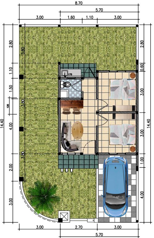 foto denah rumah tipe New Sansivera Pojok perumahan NATURA RESIDENCES