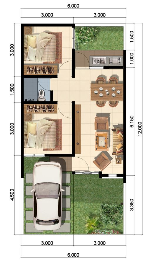 foto denah rumah tipe CASABLANCA 45/72 (AGUST) perumahan PANJIBUWONO RESIDENCE
