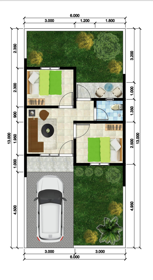 foto denah rumah tipe Cherry perumahan Citra Serang Residence