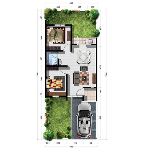 foto denah rumah tipe Grand Ubud T46 perumahan PONDOK UNGU PERMAI