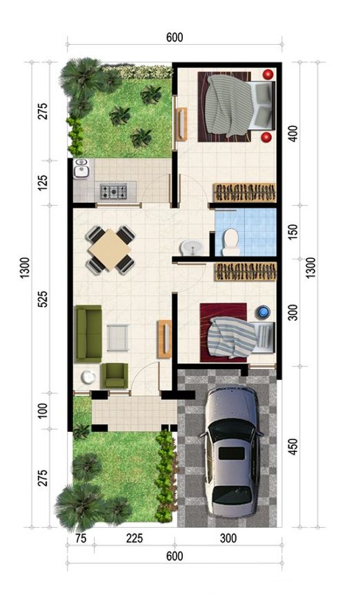 foto denah rumah tipe 49/78 perumahan KEBUN RAYA RESIDENCE