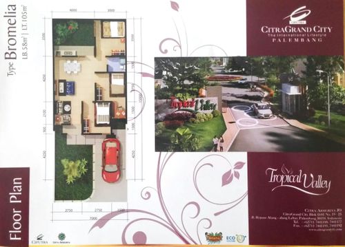 foto denah rumah tipe BROMELIA perumahan CITRA GRAND CITY PALEMBANG CLUSTER TROPICAL VALLEY SB