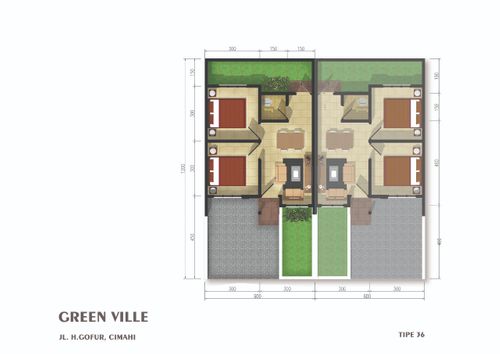 foto denah rumah tipe Burangrang - 36 perumahan GREENVILLE GOFUR