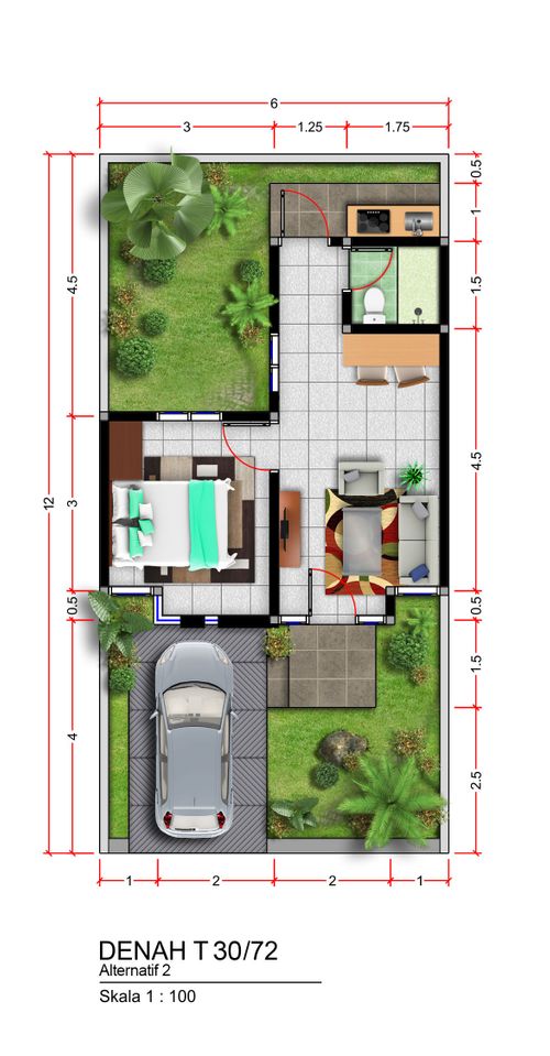 foto denah rumah tipe 30 perumahan TAMAN MELATI PREMIERE