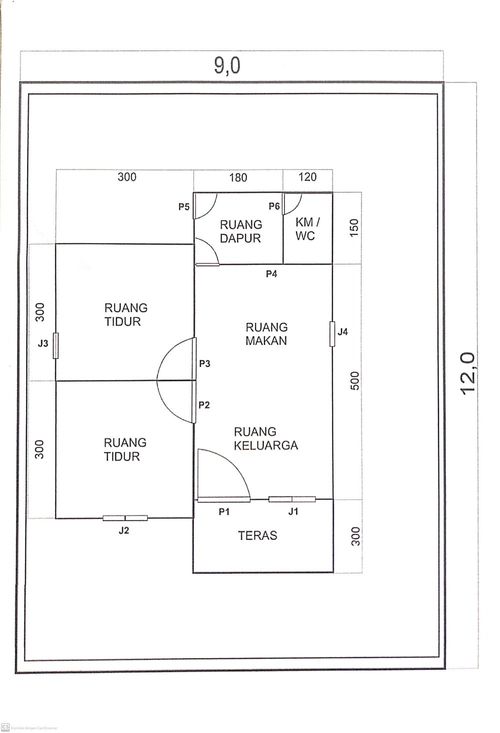 foto denah rumah tipe 36/108 perumahan KOMPLEK BERANGAS PERMATA INDAH