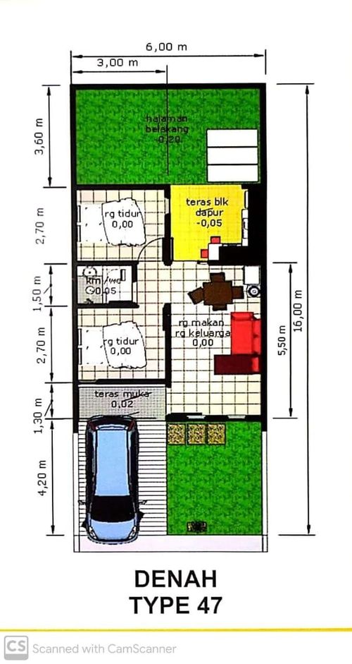 foto denah rumah tipe 47/105 perumahan Grand Sokka Residence