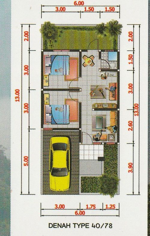 foto denah rumah tipe Bougenvile perumahan Citra Serang Residence