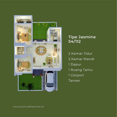 foto denah rumah tipe JASMINE perumahan BUKIT INDAH PERMAI