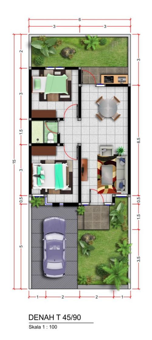 foto denah rumah tipe 45 perumahan TAMAN MELATI PREMIERE