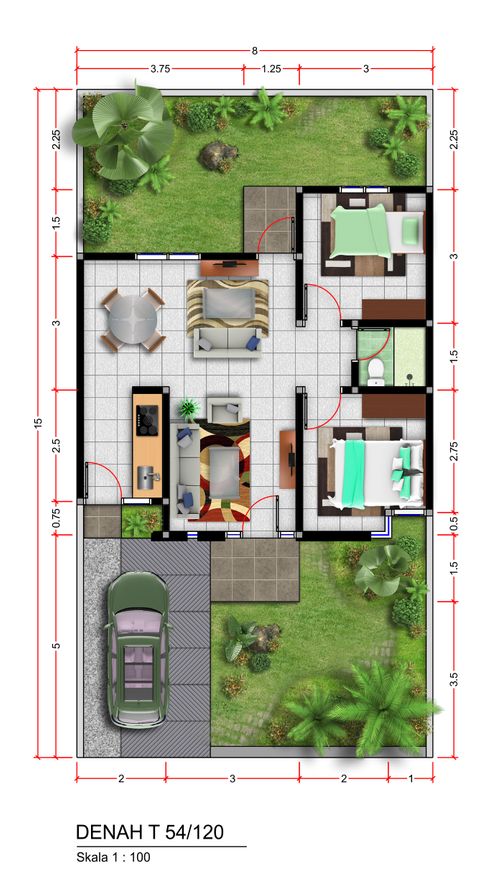 foto denah rumah tipe 54 perumahan TAMAN MELATI PREMIERE