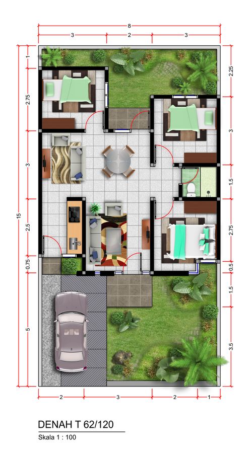 foto denah rumah tipe 62 perumahan TAMAN MELATI PREMIERE