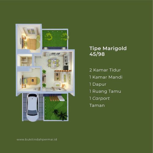foto denah rumah tipe MARIGOLD perumahan BUKIT INDAH PERMAI