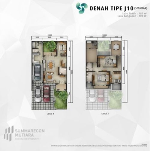 foto denah rumah tipe J10A STANDAR perumahan SUMMARECON MUTIARA MAKASSAR CLUSTER JADE