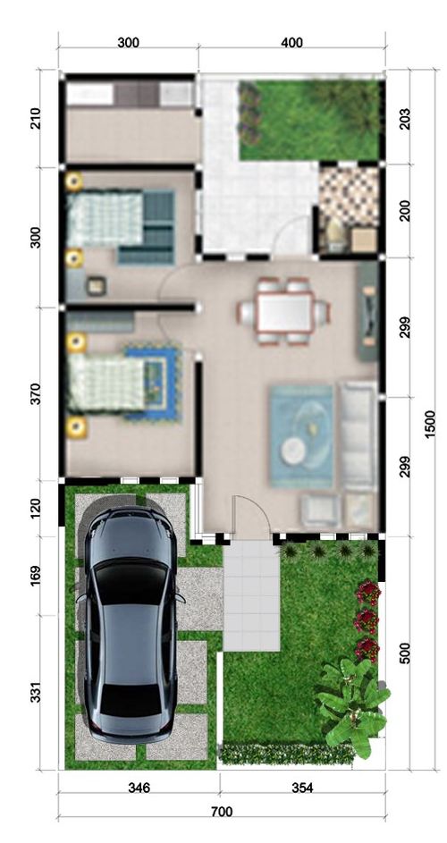 foto denah rumah tipe SUN FLOWER (55x105) perumahan TAMAN ANGGUN SEJAHTERA 5-H
