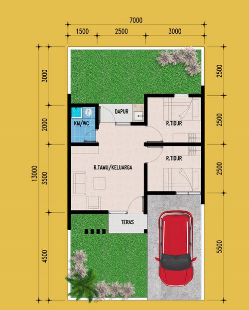 foto denah rumah tipe NEW TULIP (36x91) perumahan TAMAN ANGGUN SEJAHTERA 5-H